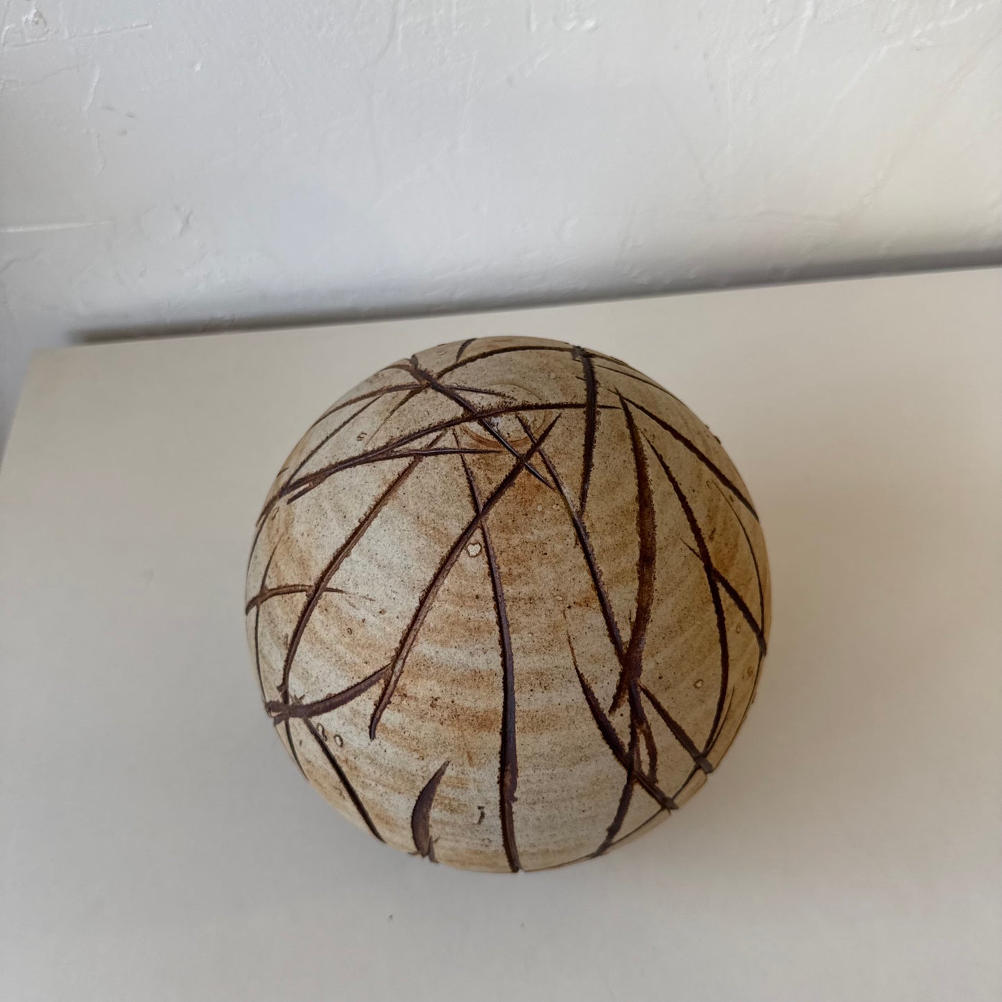 Ceramic Sgraffito Orb Sculpture Ed Brannan