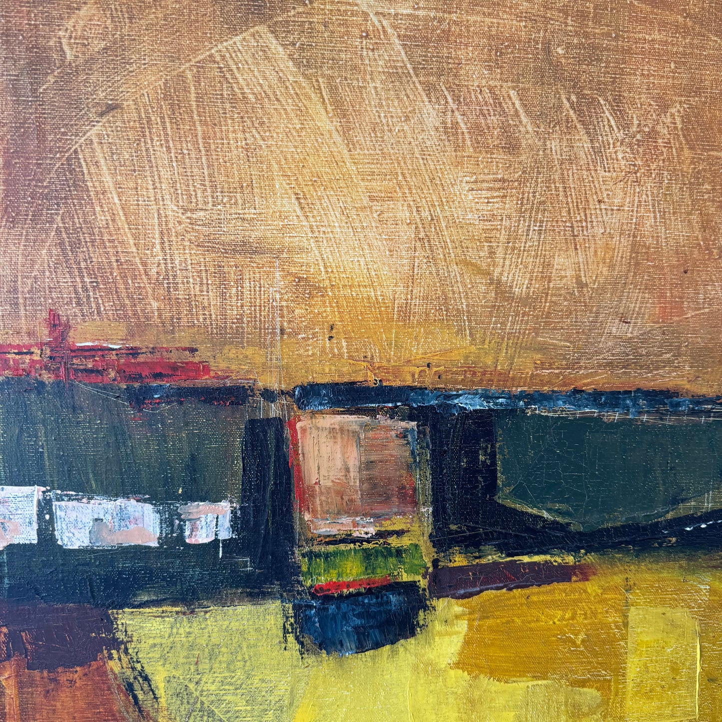 Abstract Oil Canvas Painting, 1950’s