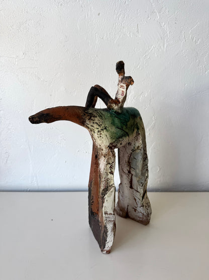 Mike Moran Ceramic Horse Rider Sculpture