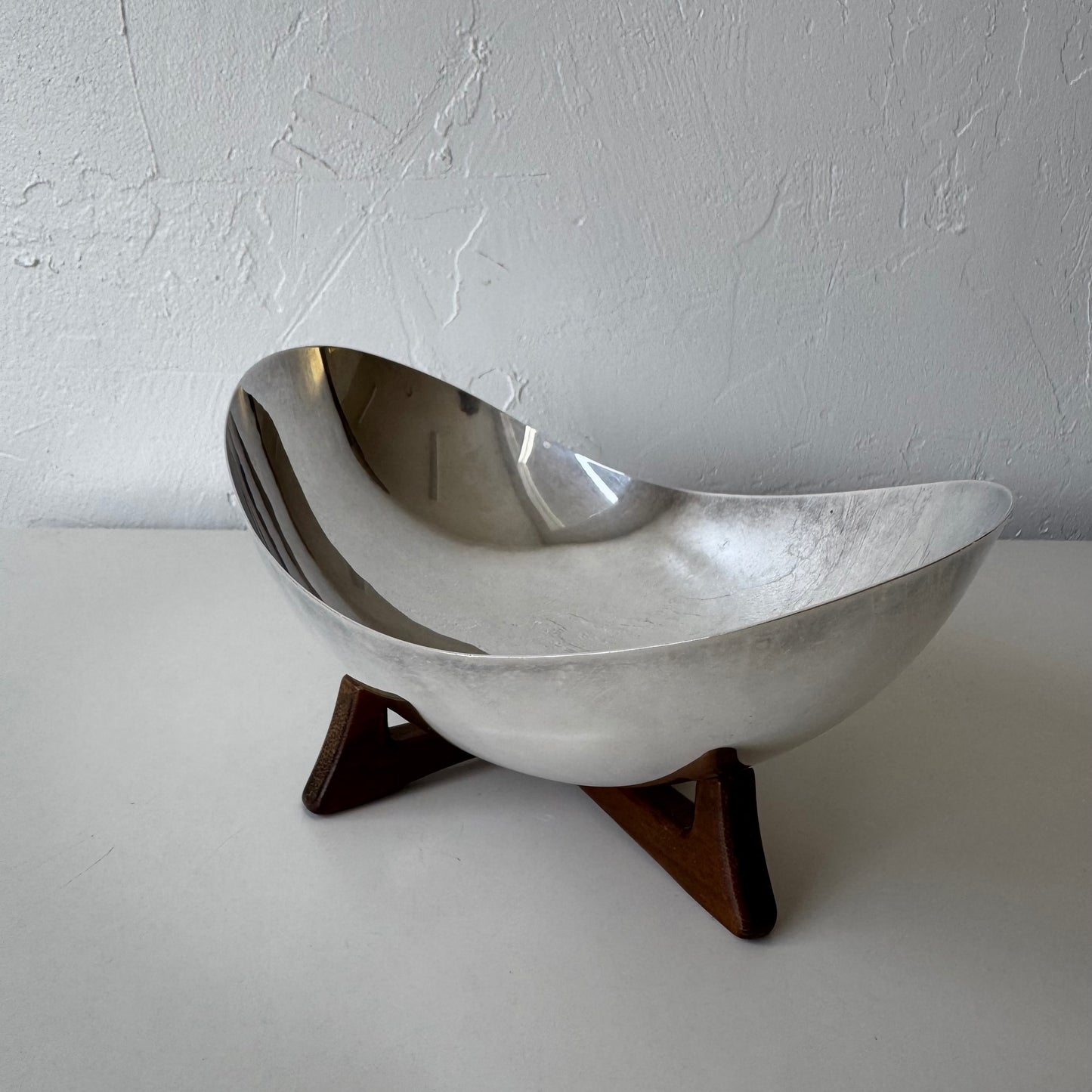 Biomorphic Sterling Plate + Walnut Bowl by WILCOX