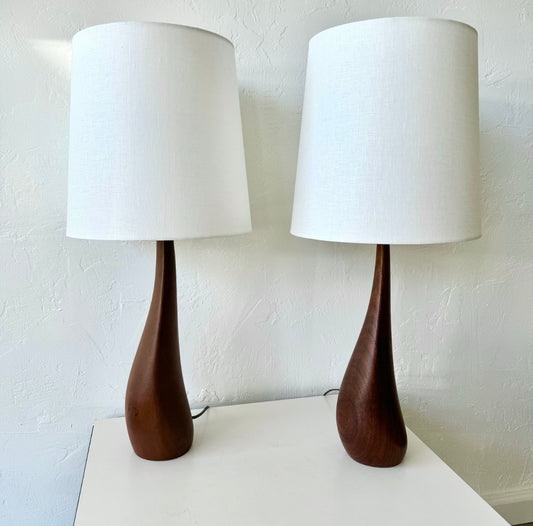 Ernst Henriksen Abstract Sculpted Teak Lamps