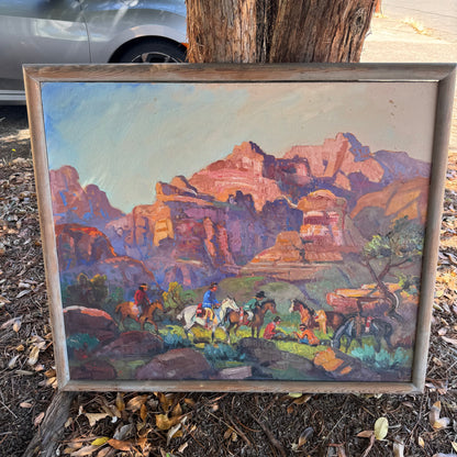 Emery D Horsky “The Pow Wow” Native American Western Oil Painting
