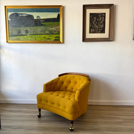 Selig Tufted Yellow Walnut Lounge chair