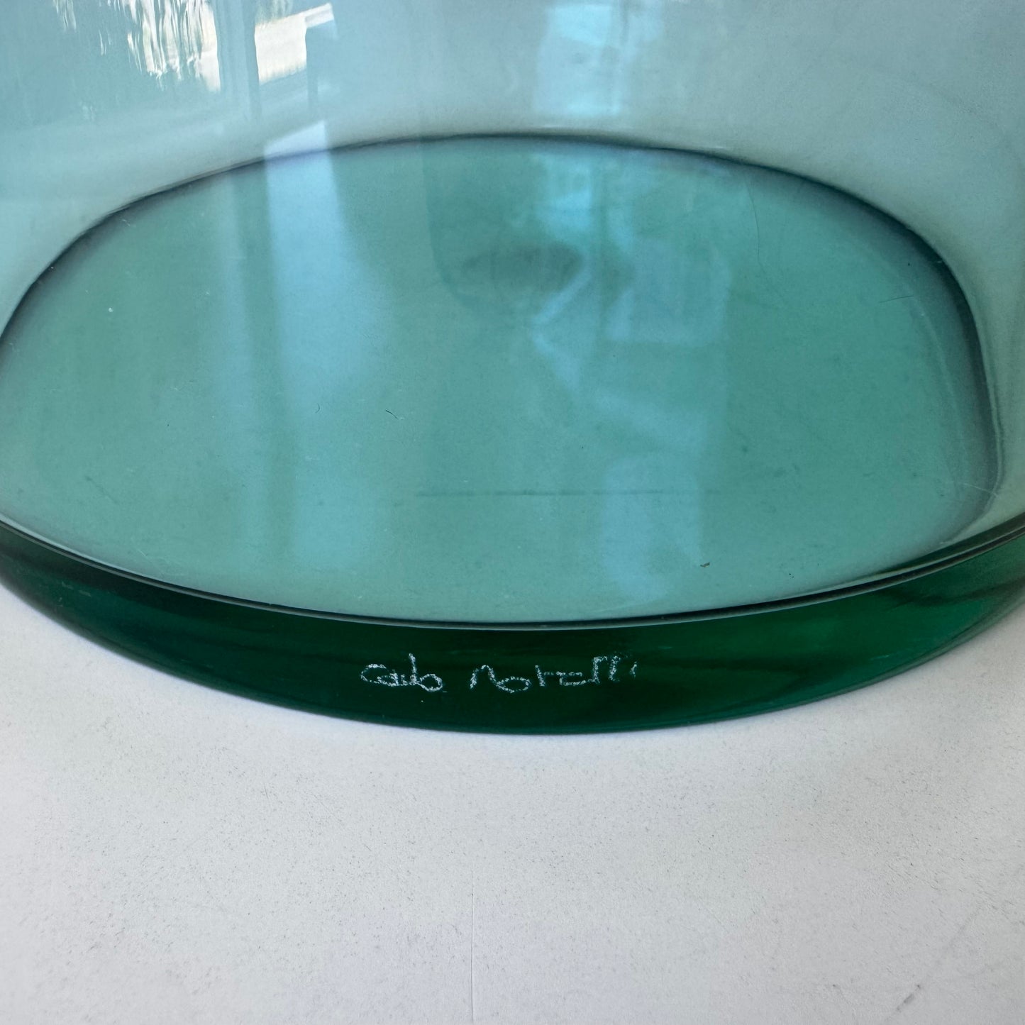 Carlo Moretti Italian Pink Green Glass Decanter Vase