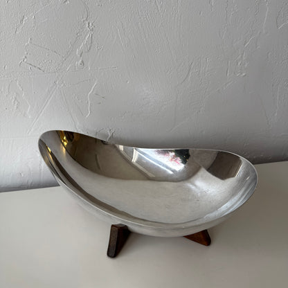 Biomorphic Sterling Plate + Walnut Bowl by WILCOX