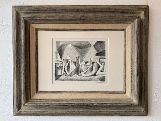 Jack Hammack Abstract Surrealist Beach Memory Block Print