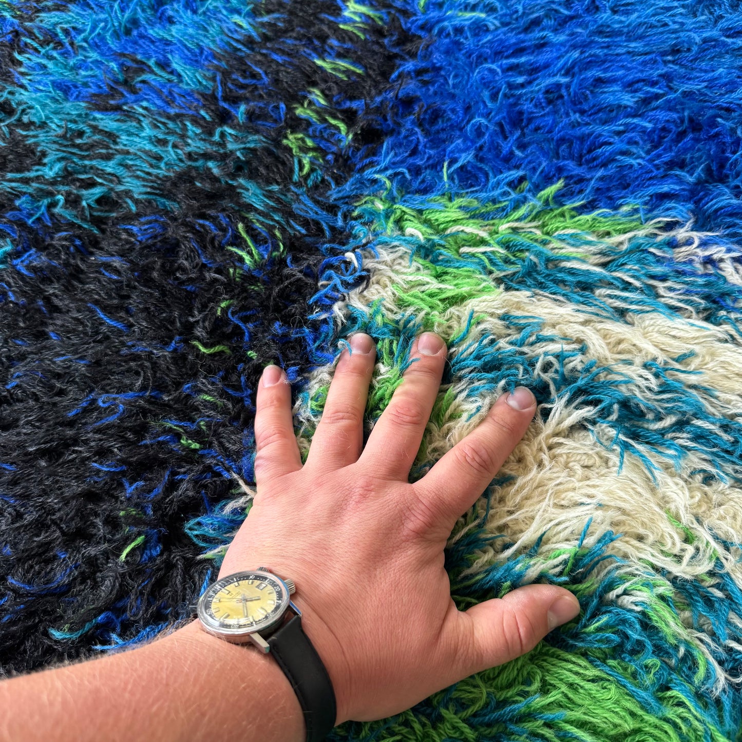 Unika-Vaev 1960’s Abstract Blue Wool Area Rug