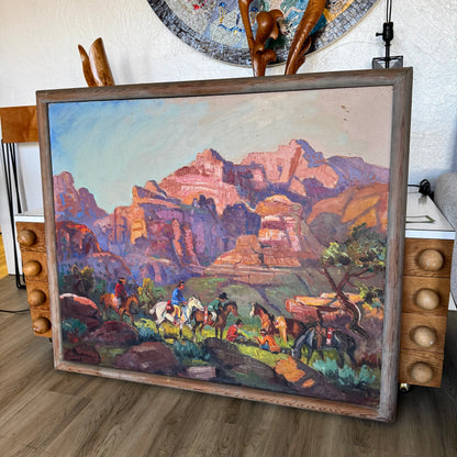 Emery D Horsky “The Pow Wow” Native American Western Oil Painting