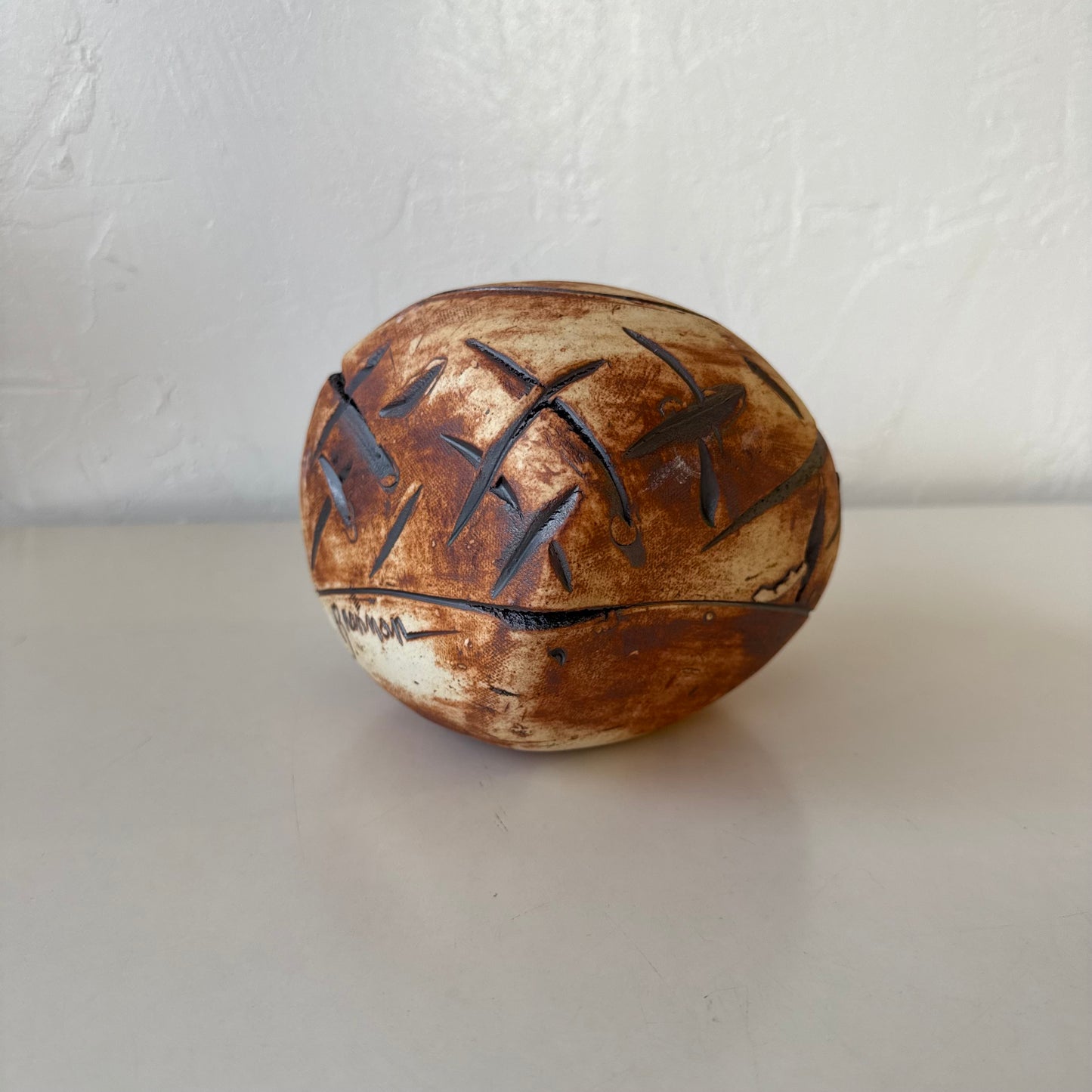 Ceramic Sgraffito Orb Sculpture Ed Brannan