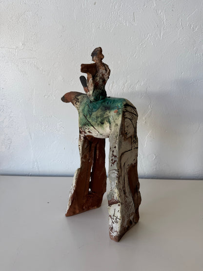Mike Moran Ceramic Horse Rider Sculpture