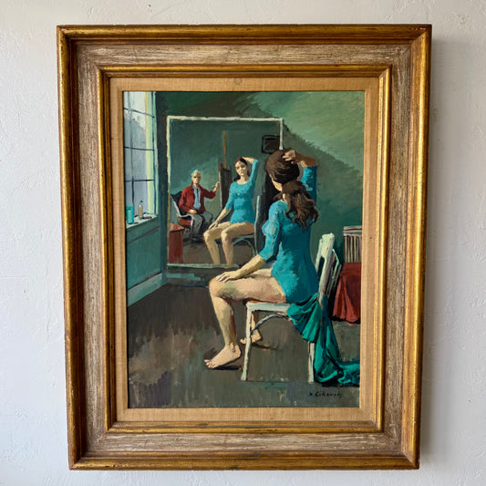 Nicolai Cikovsky Portrait Oil Painting, 1940’s