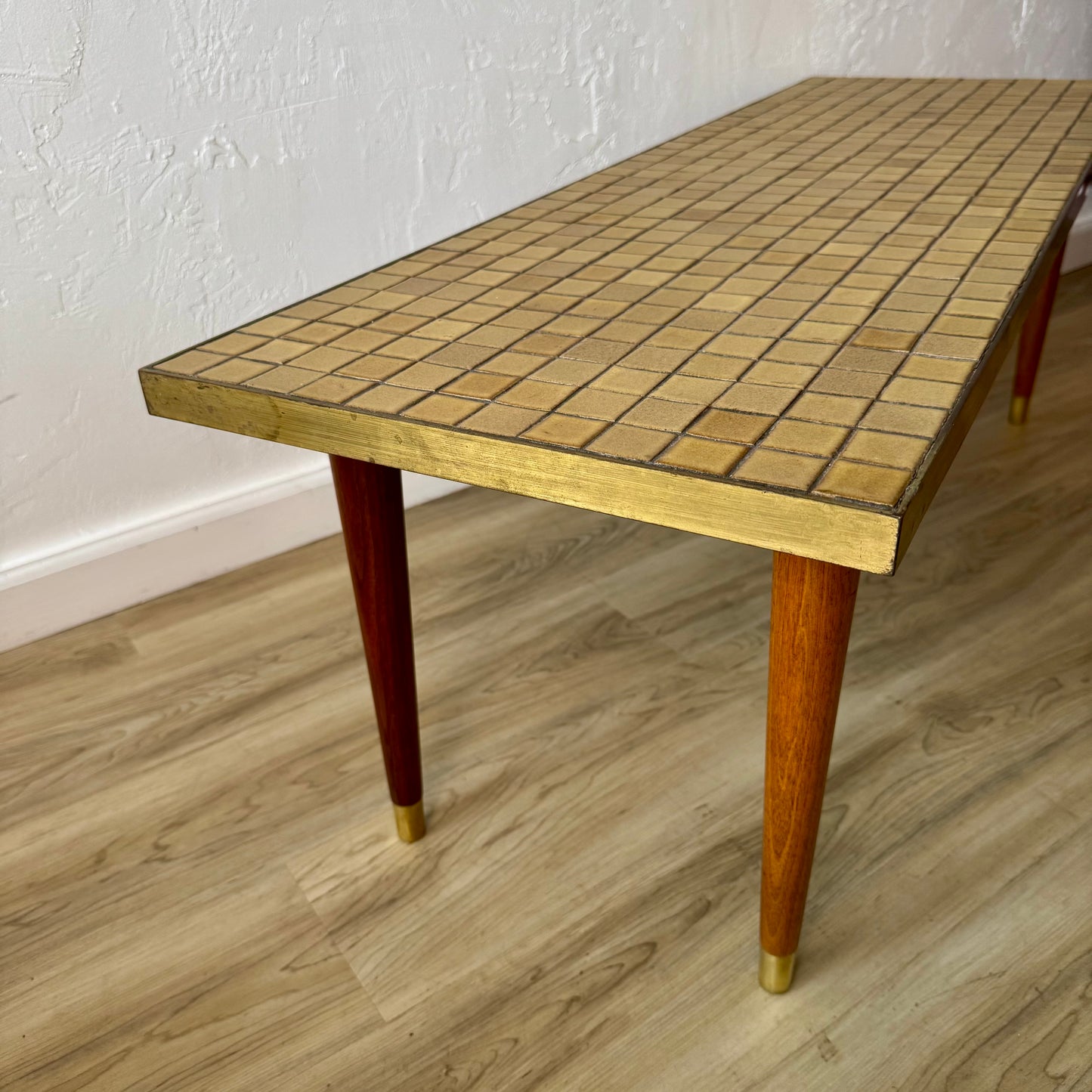 Gordon + Jane Martz | Marshall Studios Ceramic Tile + Brass Coffee Table