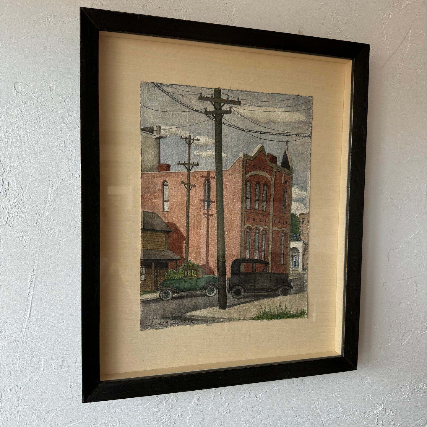 Edward Sewall 1930’s Cityscape Watercolor