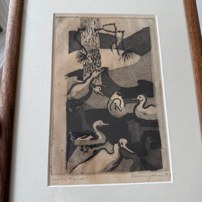 Eunice Jensen Bird Wood Block Print