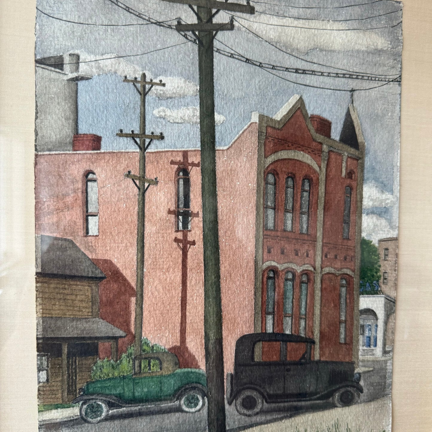 Edward Sewall 1930’s Cityscape Watercolor