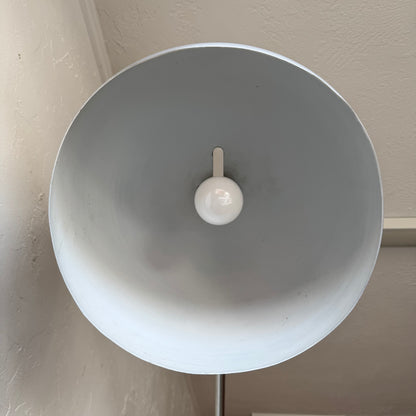 Goffredo Reggiani Brushed Aluminum + Travertine Italian Arc Floor Lamp
