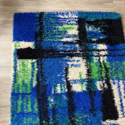 Unika-Vaev 1960’s Abstract Blue Wool Area Rug