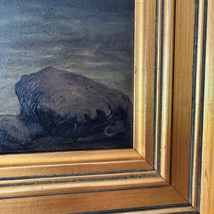 Folk Art Oil Landscape Painting, 1900