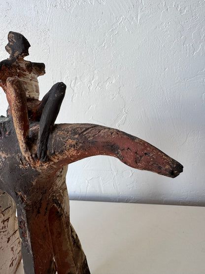 Mike Moran Ceramic Horse Rider Sculpture