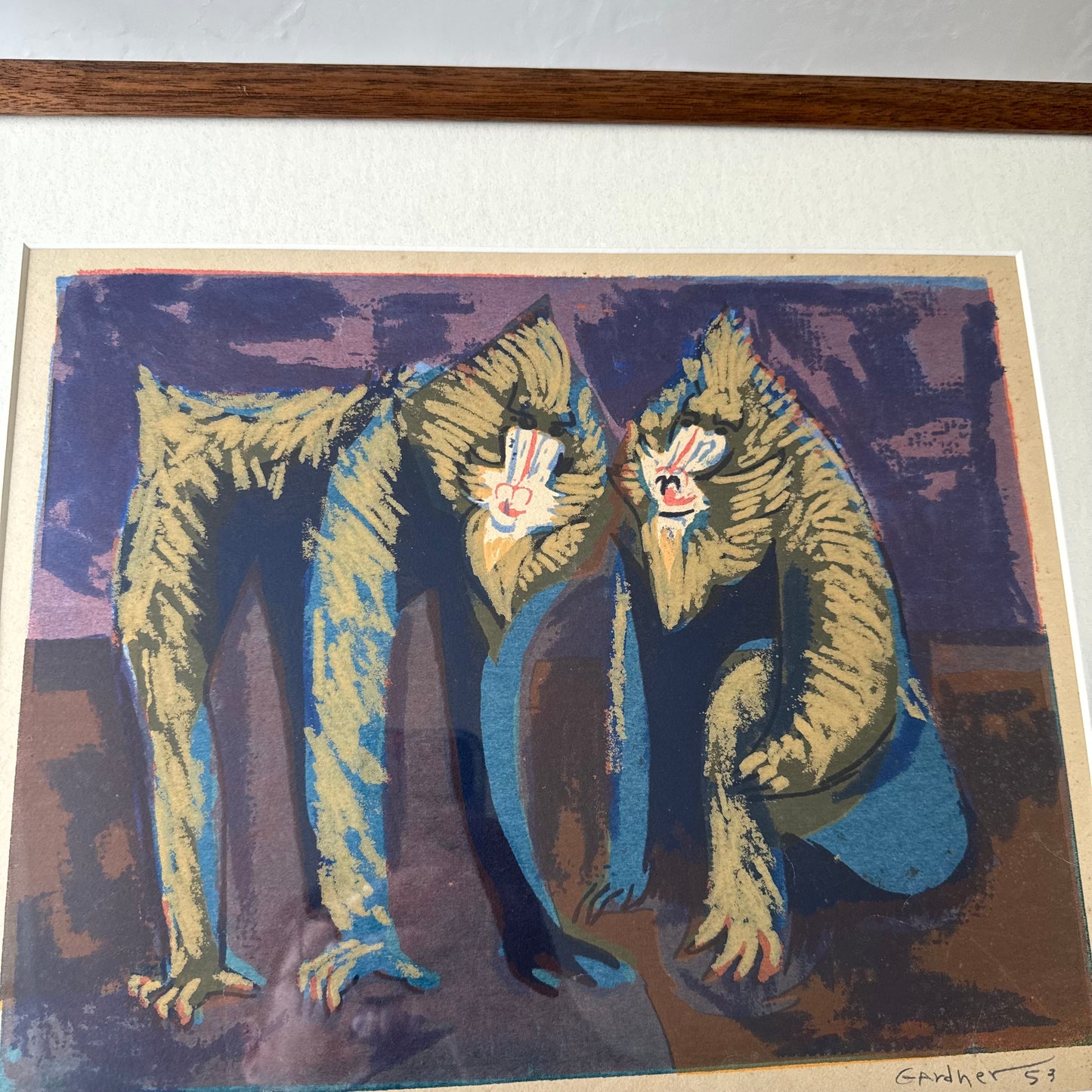 Byron Gardener “Mandrils” Figurative Block Print
