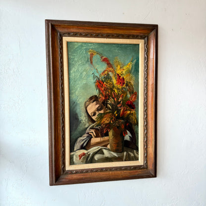Frederic Taubes “Woman with Flowers” Oil Painting