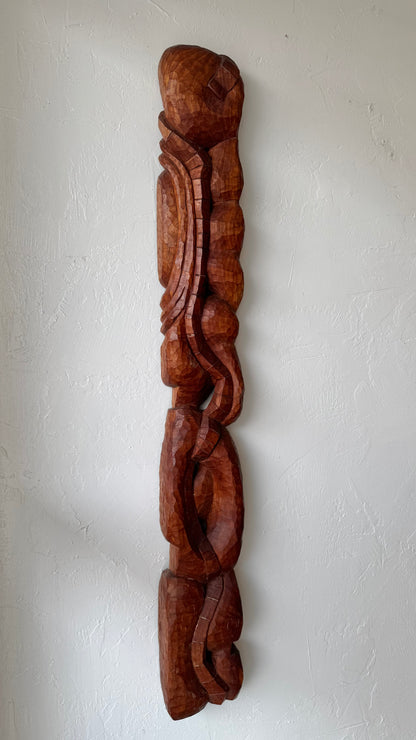 Organic Abstract Teak Wall Carving, 1980’s