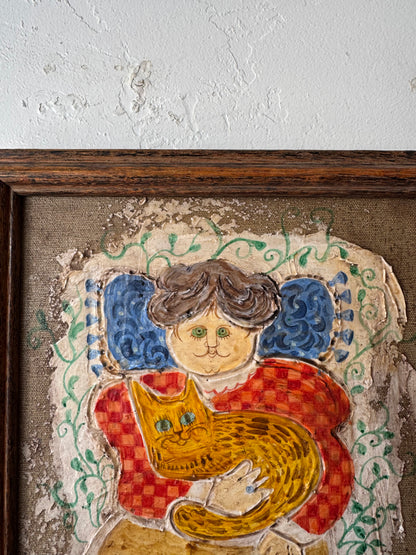 Crazy Orange Cat Lady Oil Painting