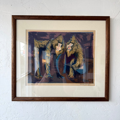 Byron Gardener “Mandrils” Figurative Block Print