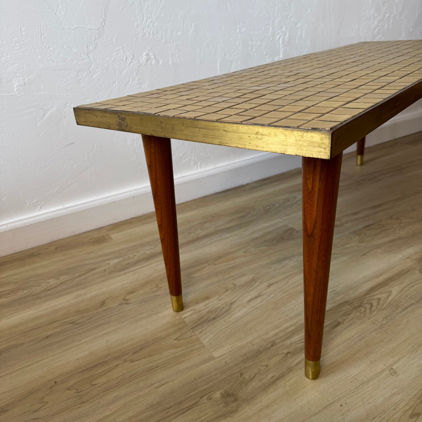 Gordon + Jane Martz | Marshall Studios Ceramic Tile + Brass Coffee Table