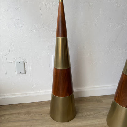 Tony Paul | Westwood Lighting Walnut + Brass Floor Lamp