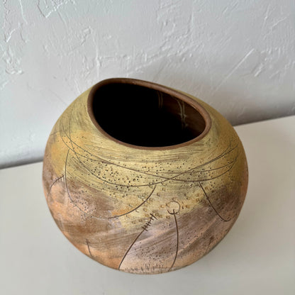 Japanese Sgraffito Ceramic Vase