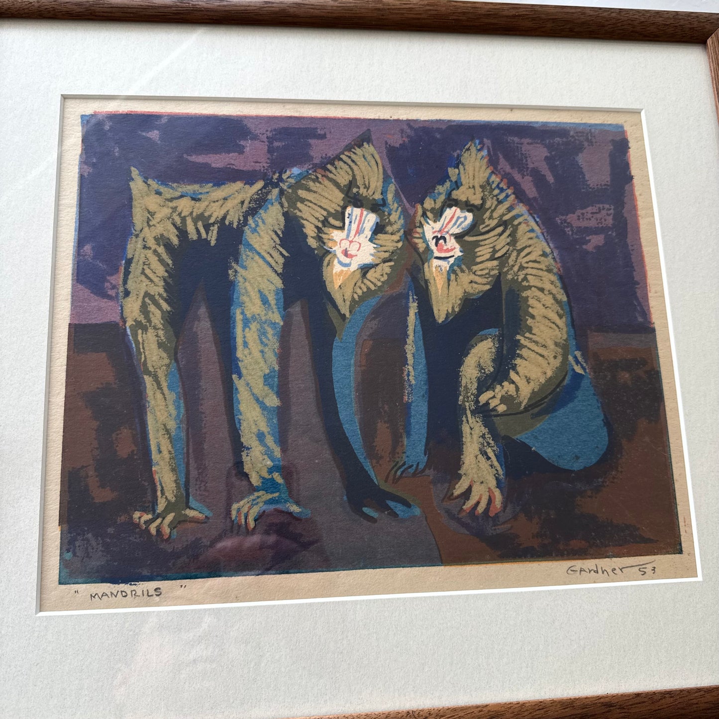 Byron Gardener “Mandrils” Figurative Block Print