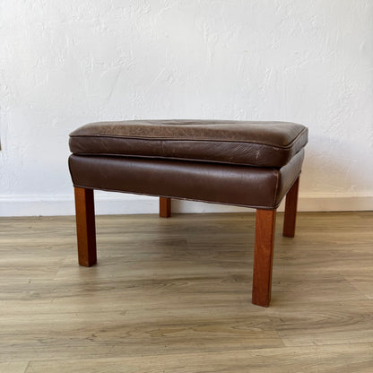 Borge Mogensen for Frederecia 2202 Leather Teak Ottoman