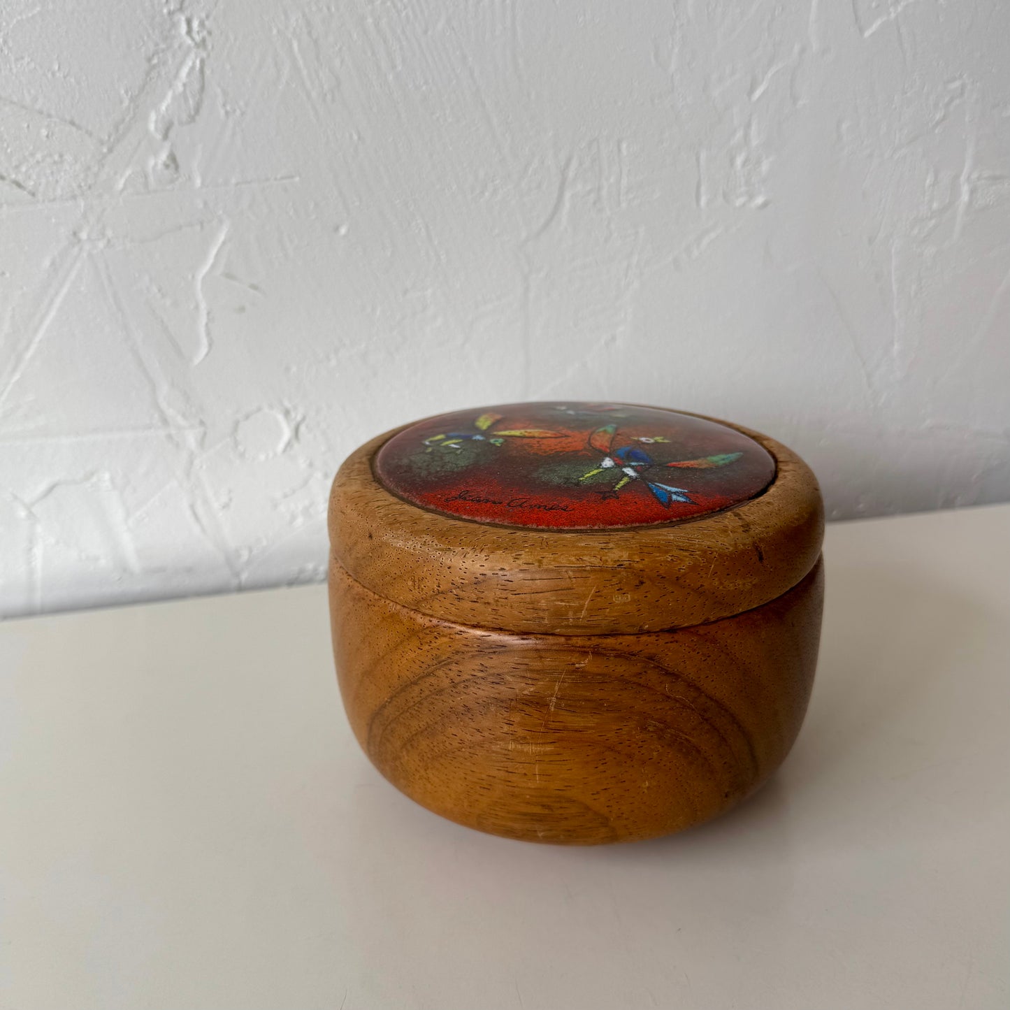 Jean Goodwin Ames Studio Craft Koa + Enamel Lidded Art Box