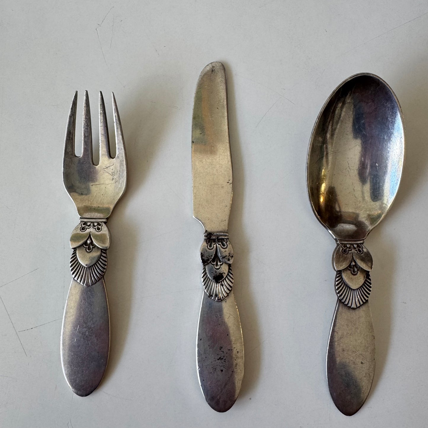 Georg Jensen Sterling Silver Cactus Baby Flatware
