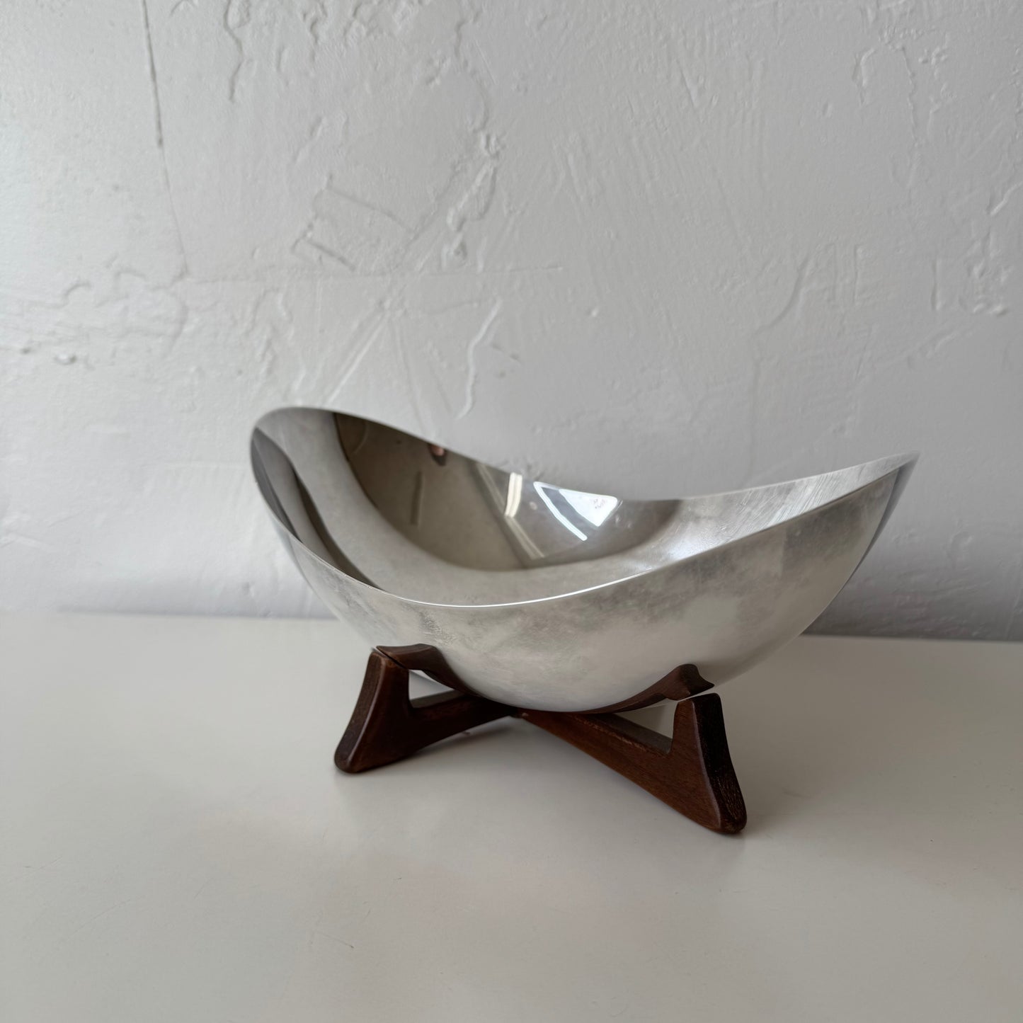 Biomorphic Sterling Plate + Walnut Bowl by WILCOX