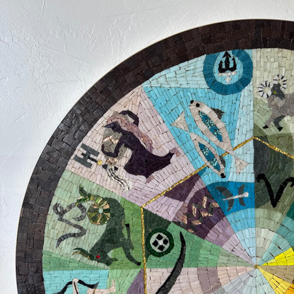 Astrological Signs Murano Glass Mosaic Wall Art, 1950’s