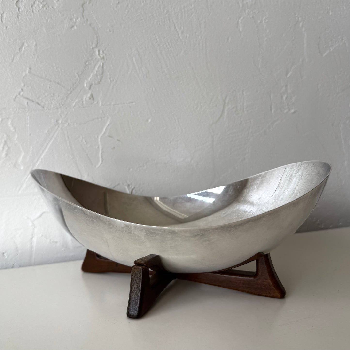 Biomorphic Sterling Plate + Walnut Bowl by WILCOX
