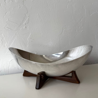 Biomorphic Sterling Plate + Walnut Bowl by WILCOX