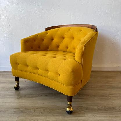 Selig Tufted Yellow Walnut Lounge chair