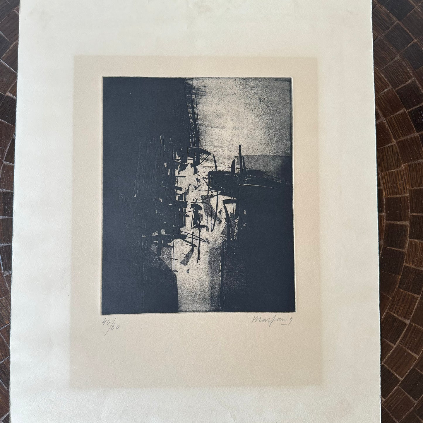 André Marfaing Moody Abstract Lithograph Print