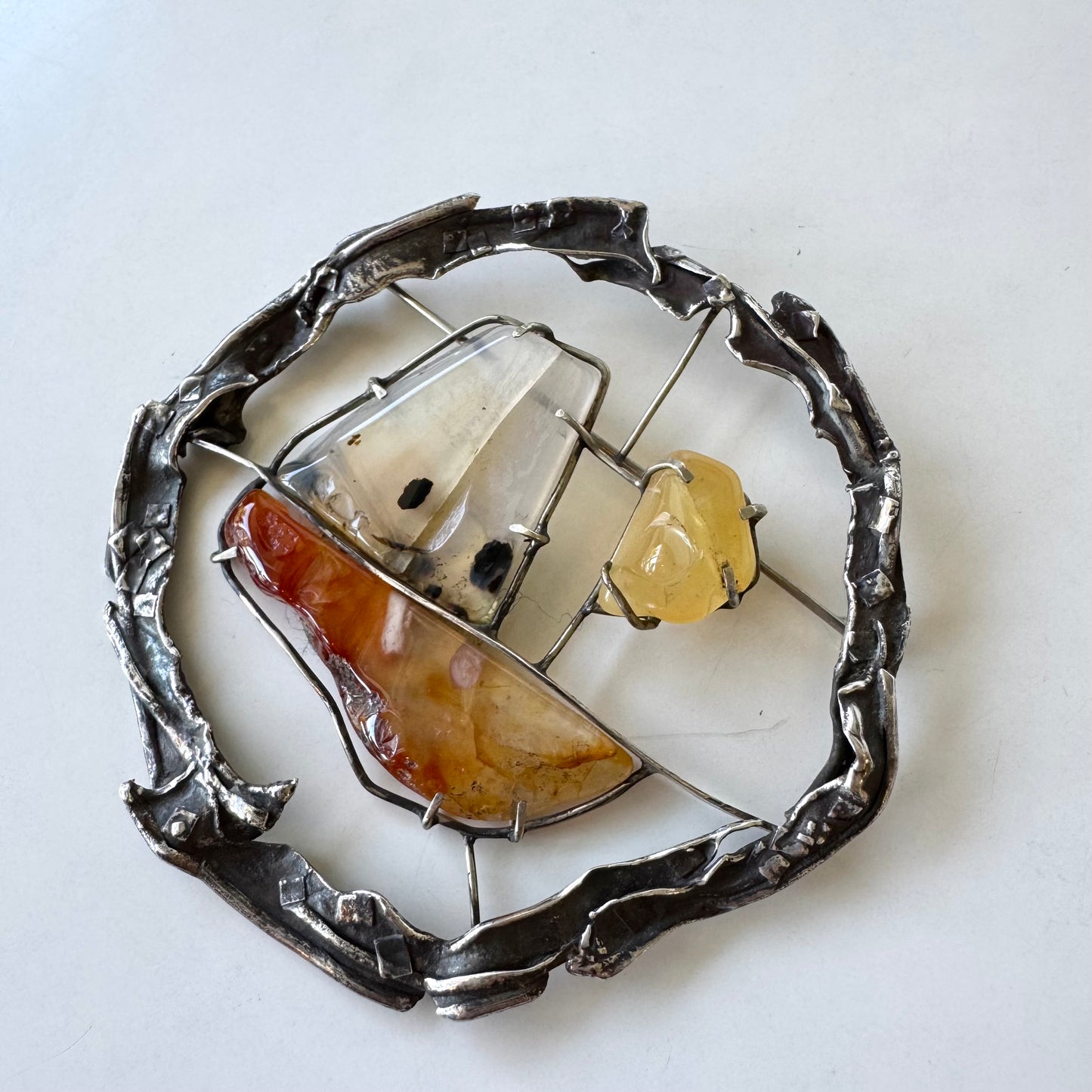 Max Nixon Sailboat Sterling + Agate Brooch