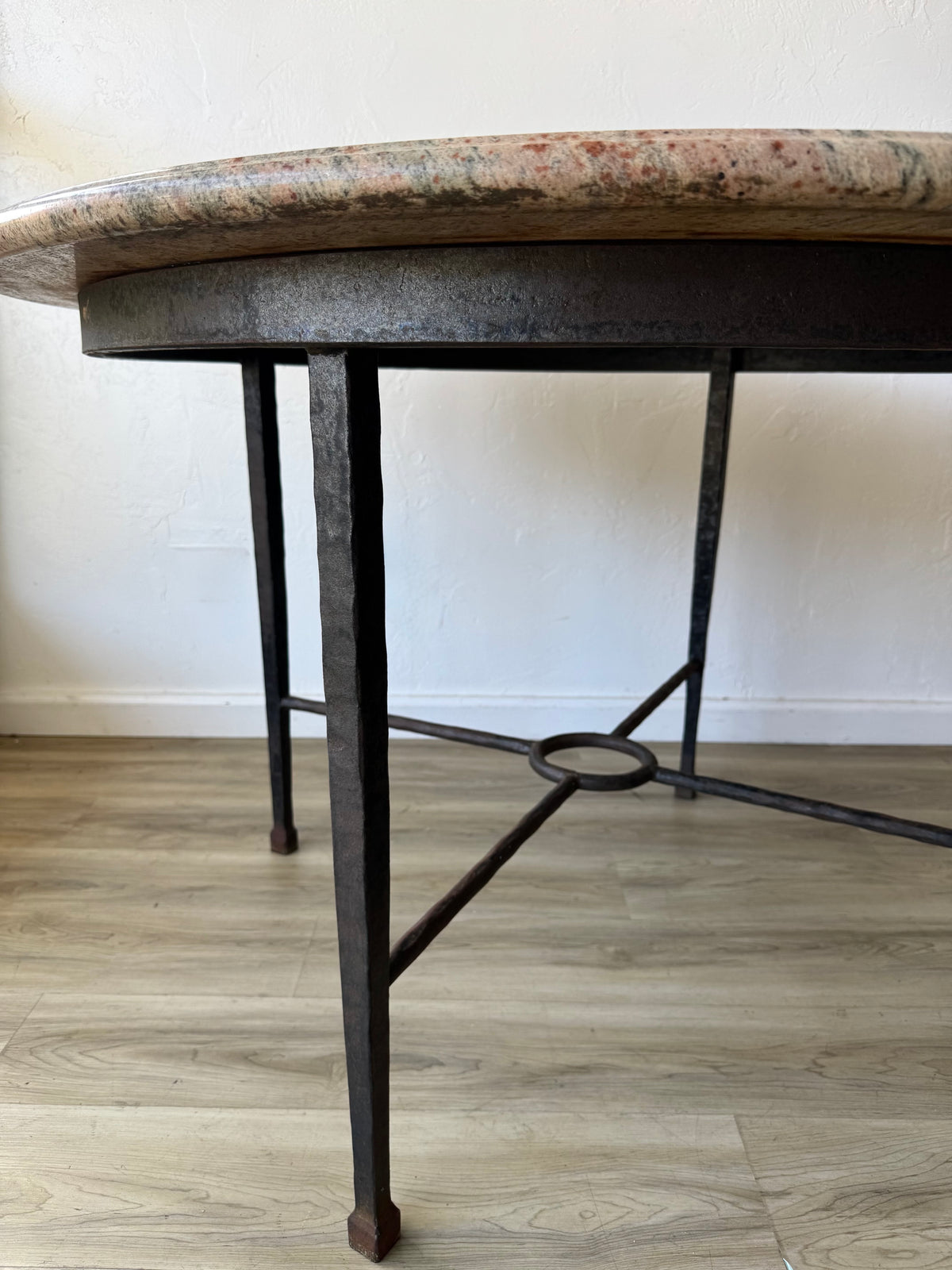 Handwrought Iron + Pink Marble Dining Table