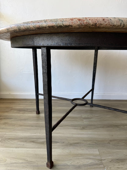 Handwrought Iron + Pink Marble Dining Table