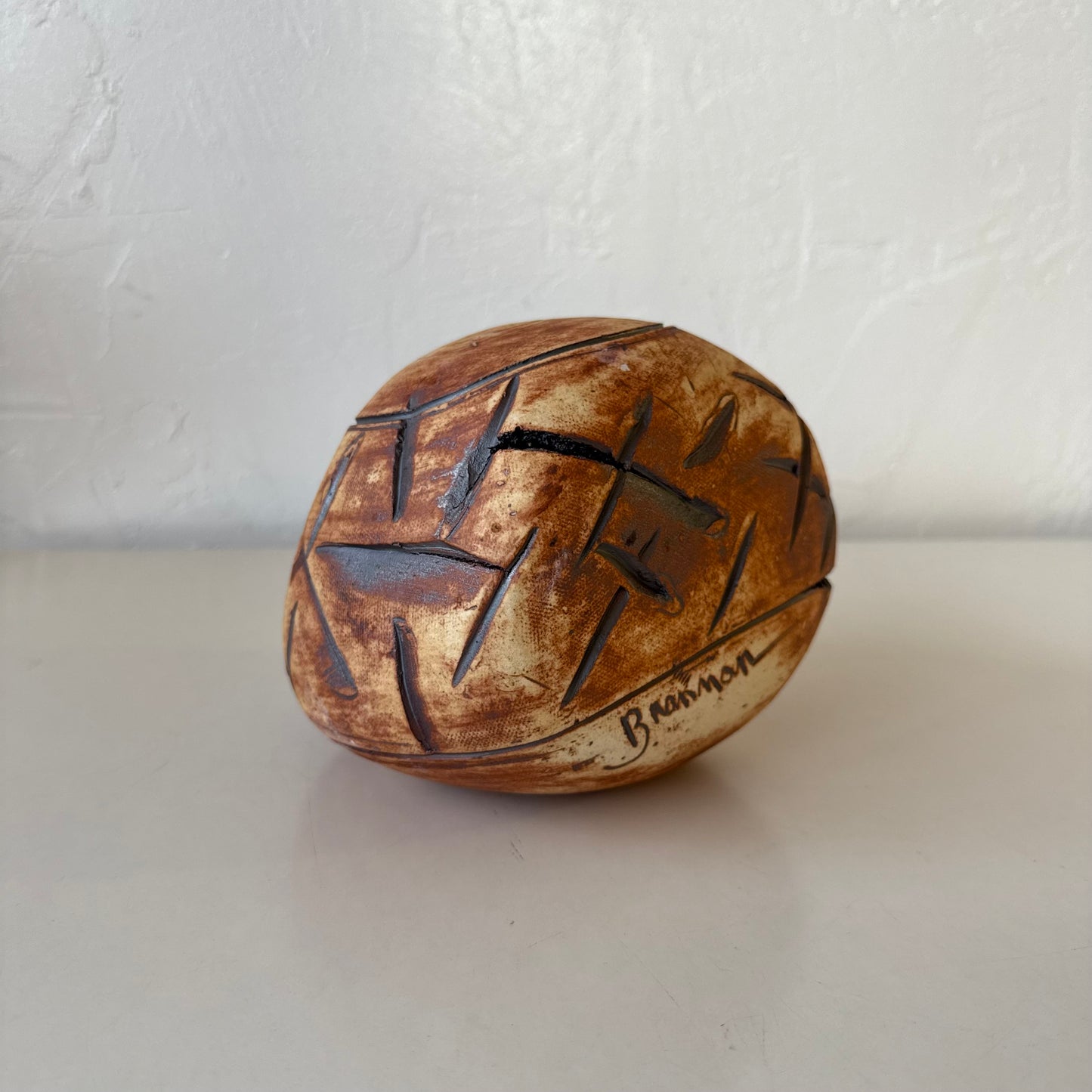 Ceramic Sgraffito Orb Sculpture Ed Brannan