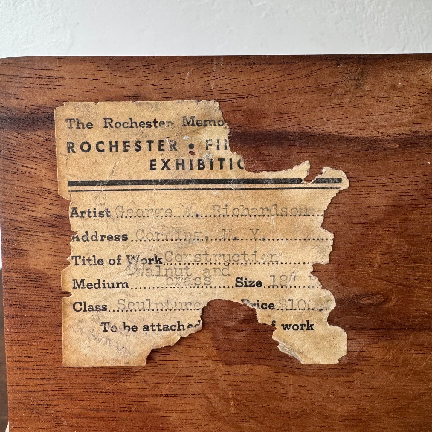George Richardson Constructivist Walnut + Brass Sculpture