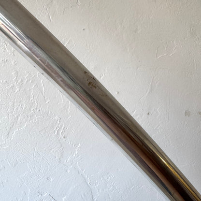 Goffredo Reggiani Brushed Aluminum + Travertine Italian Arc Floor Lamp