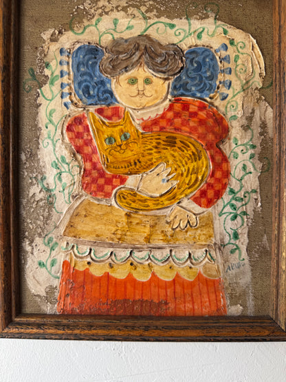 Crazy Orange Cat Lady Oil Painting