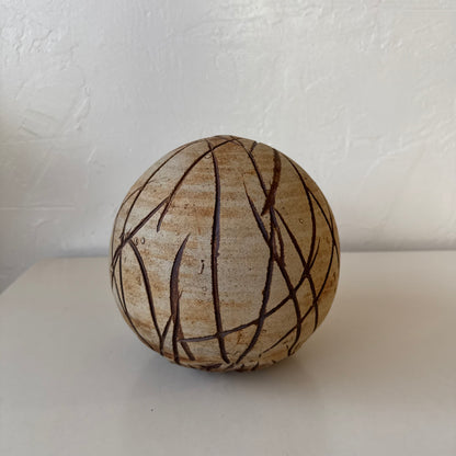 Ceramic Sgraffito Orb Sculpture Ed Brannan