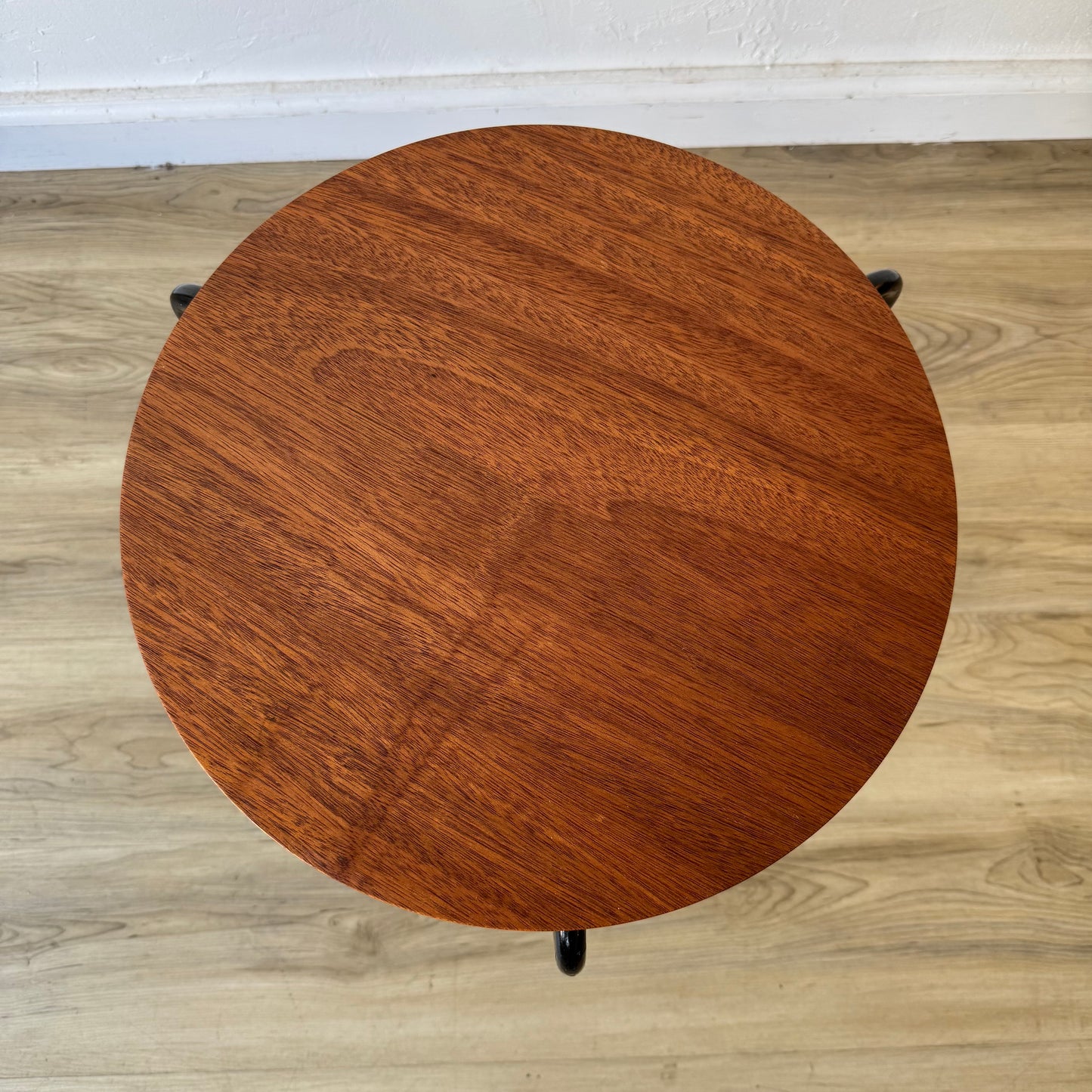 Vintage California Iron Mahogany Stool Side Tables, 1950’s